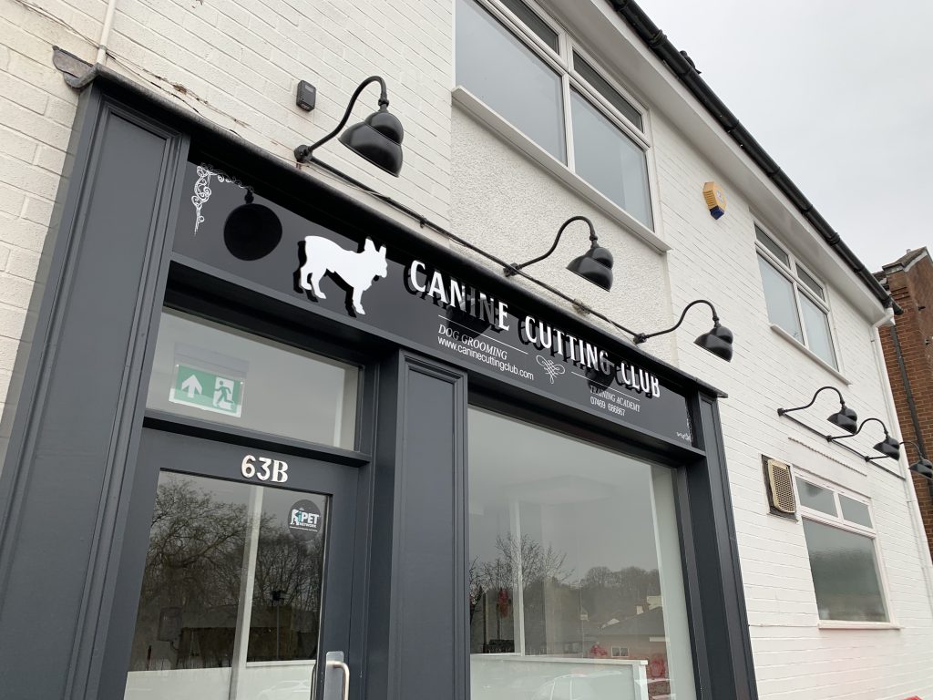 a photo of the canine cutting club dog grooming store and academy which has opened off king street in knutsford